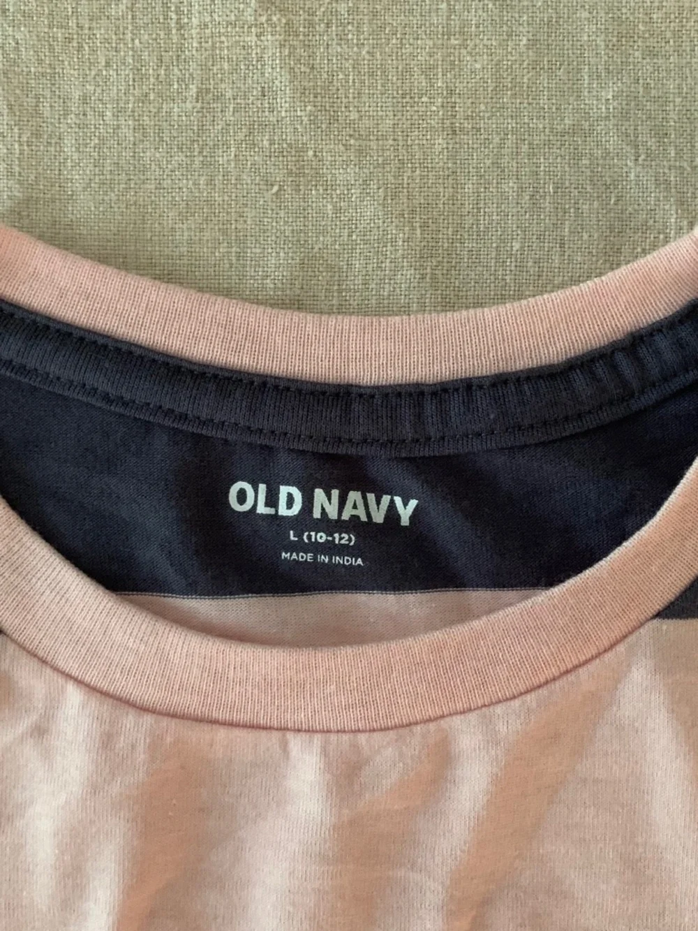 Old Navy Kids Pink Navy Wide Stripe T-Shirt Size L 10-12